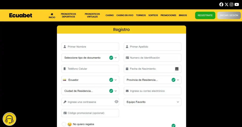 Ecuabet registro