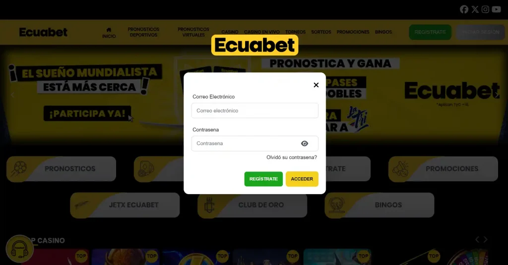 Iniciar sesión en Ecuabet